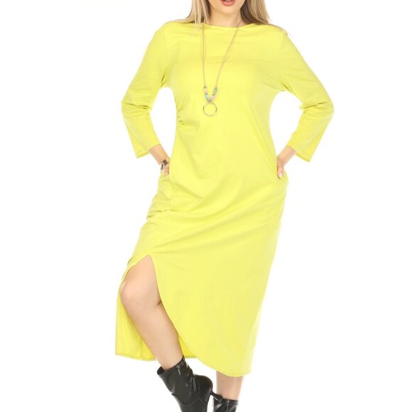 Lime Rouch Designer Pockets Dress - Picture 2 of 5
